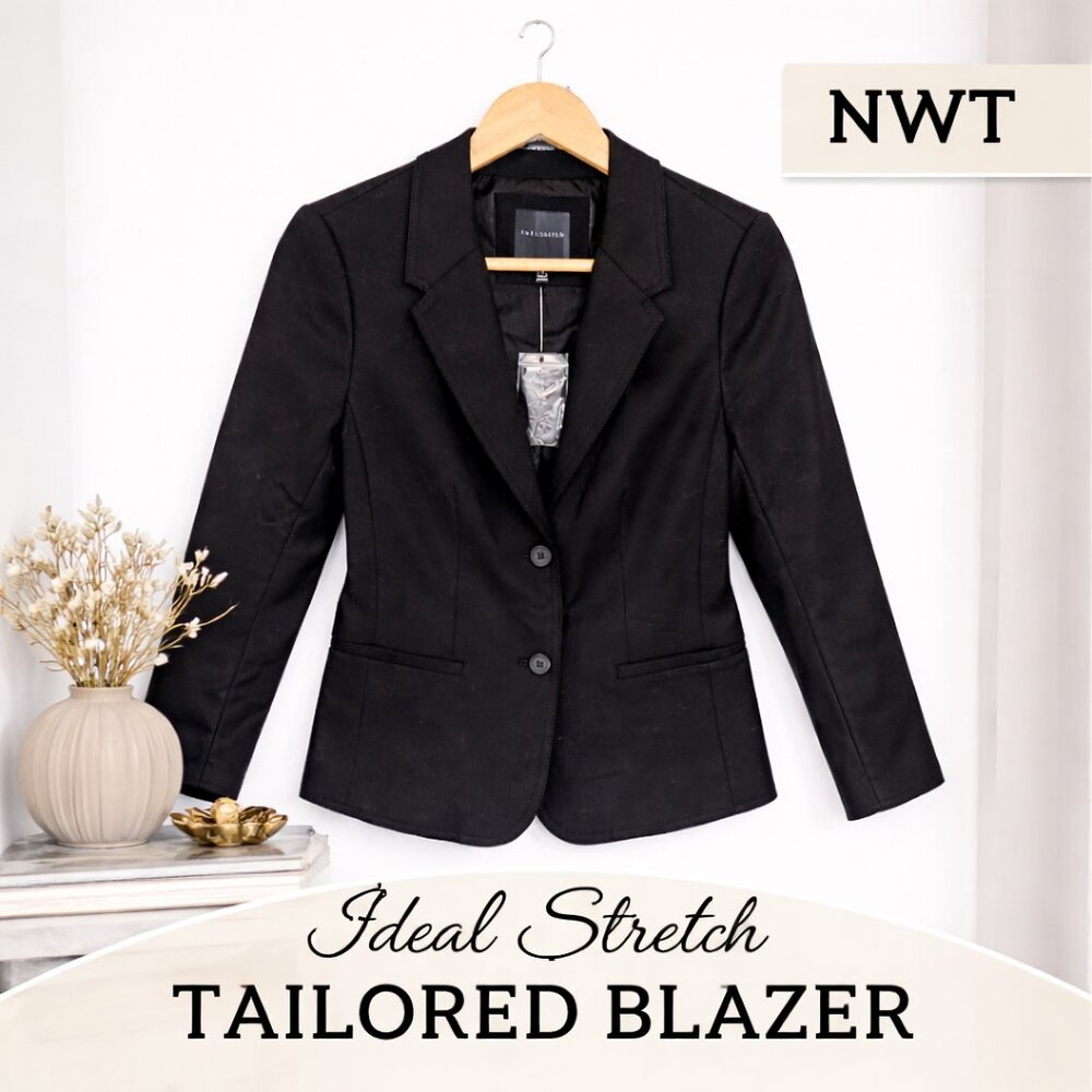 Black Ideal Stretch Tailored Blazer S Career Classic Quiet Luxury Minimalist NWT